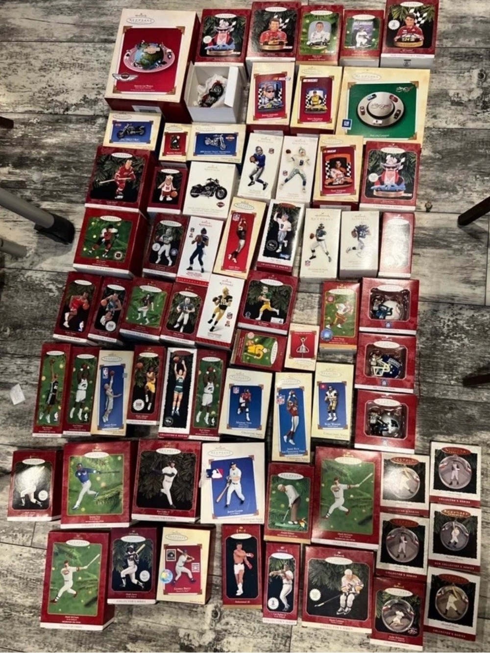 Vintage hallmark keepsake ornaments sports & Harley Davidson Lot Of 67